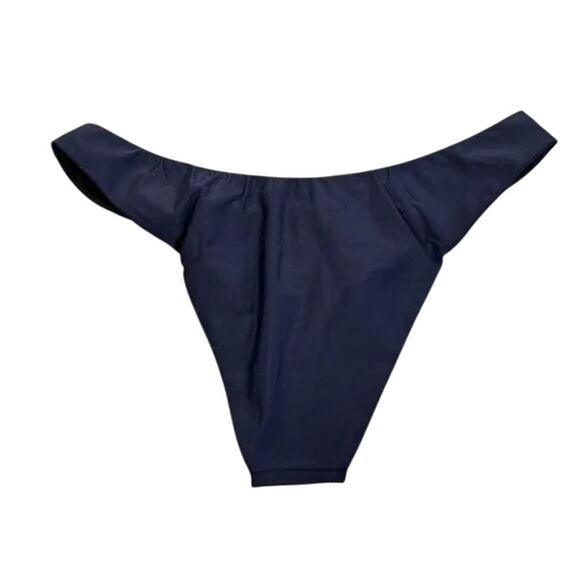 NWT J.Crew Curved Waist Mid Rise High Leg Cheeky Bikini Bottom Swim S Navy Blue - Picture 11 of 15